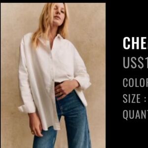 Sezane Max Shirt Écru. - Size 38